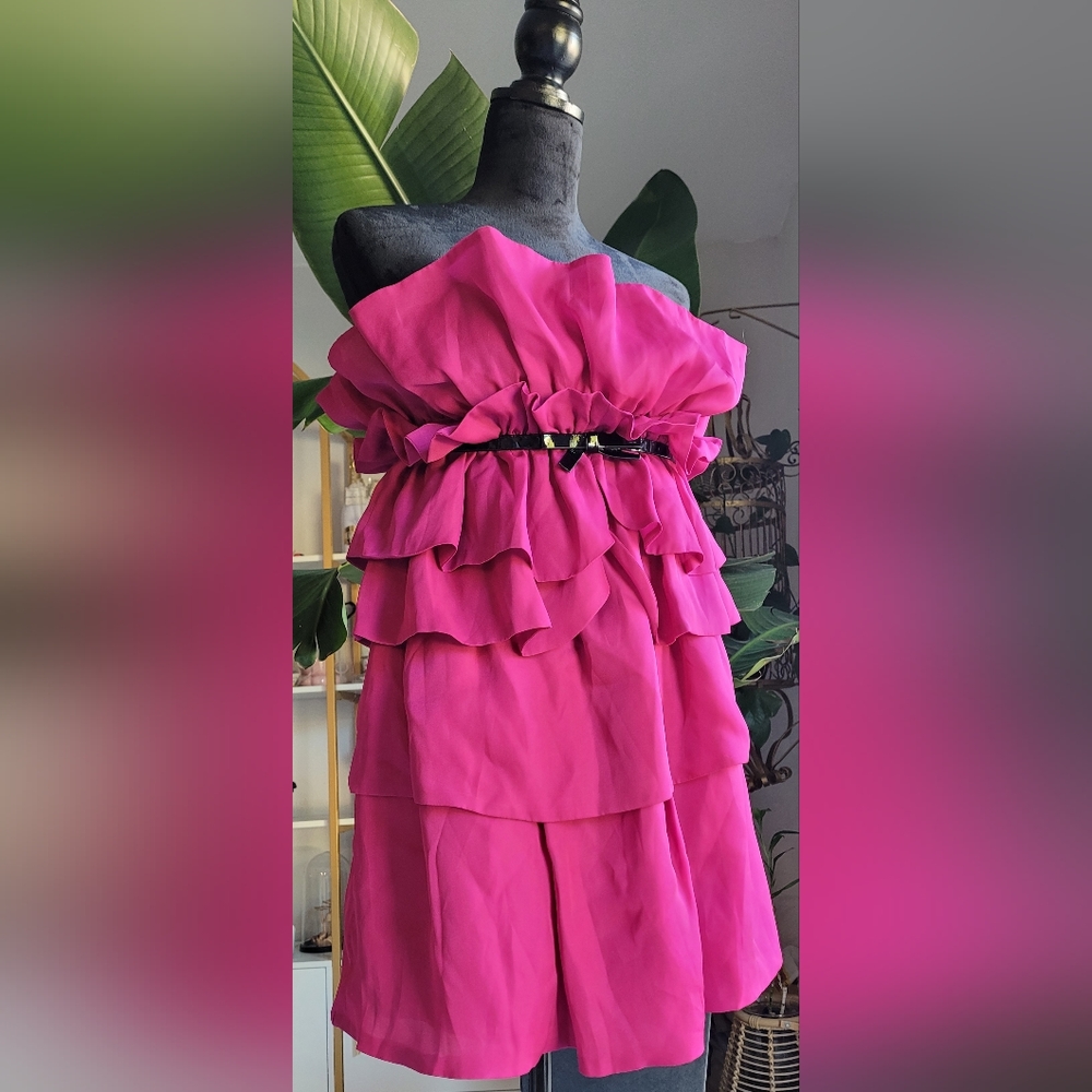 NWT***Giambattista Valli For Impulse Dress Fuchsia Strapless Tiered Size 6